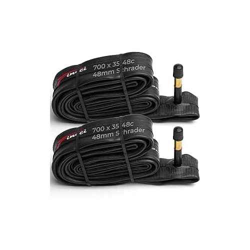 Fincci 700x35c / 38c / 40c / 42c / 45c / 48c Bike Inner Tube ? 48mm Schrader Valve 28c Inner Tube ? Butyl Rubber ? Fits Hybrid, Road & Gravel Bikes ? Pack of 2