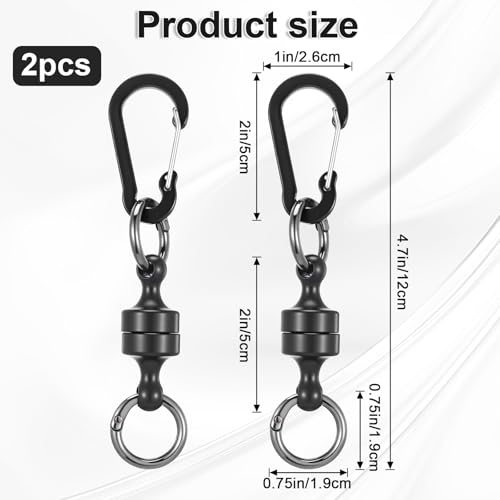 Magnetic Quick Release Keyring Holder with Carabiner Clip - 2 Pack