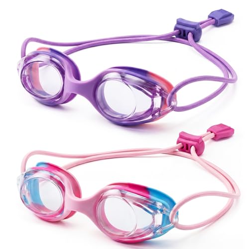 Kids Swim Goggles Anti-Fog Pool Goggles for Ages 3-8 Pink & Purple