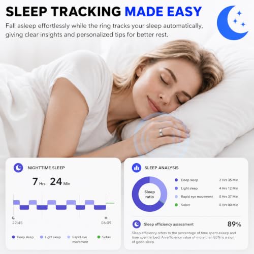Smart Ring for Women & Men - Fitness & Health Tracker, Silver, Size 9