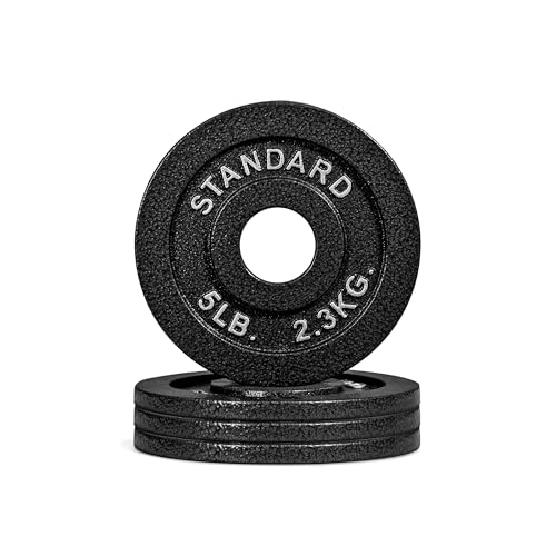 CAP Olympic 2-Inch Cast Iron & Rubber Coated Weight Plates - Classic Black, 5 lb Set of 4