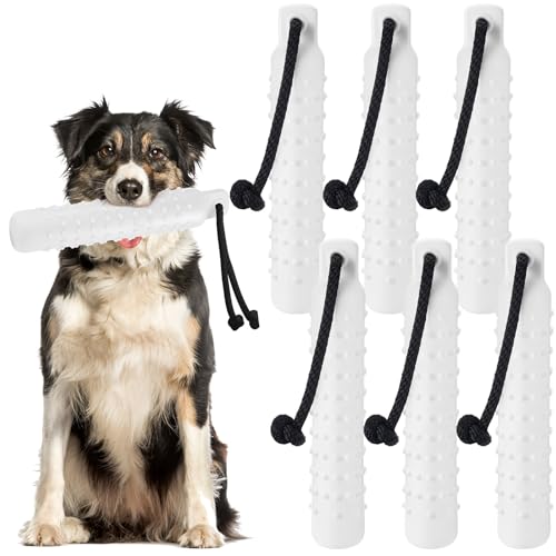 White Dog Bumper Training Dummy Set - 6 Pcs for Land & Water Fetch