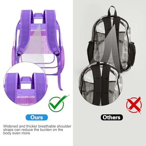 HEEYA Clear Backpack Heavy Duty Transparent Backpack for Security, Sports, Work, Travel, Stadium