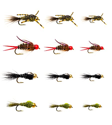 Outdoor Planet Premium Fly Fishing Flies Kit - Gold Assortment for Trout Bass
