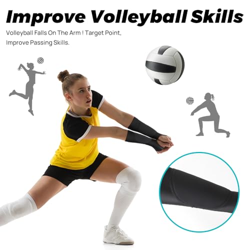 10 Inch Volleyball Arm Sleeves with Padding and Thumb Hole - Black, 1 Pair