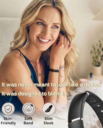FITVII Screenless Fitness Tracker for Women & Men - Black, Waterproof Wellness Band