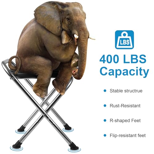 Black Portable Folding Toilet for Camping Travel Stainless Steel Lightweight
