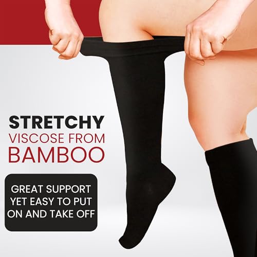 Plus Size Compression Socks Wide Calf XL XXL XXXL - Black, XX-Large, Graduated Support