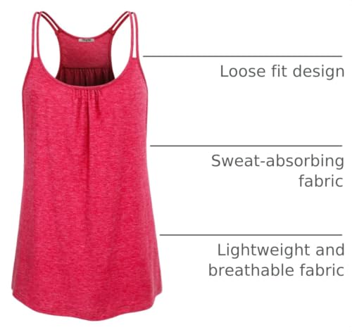 Hibelle Womens Watermelon Red Yoga Tank Top - Medium, Racerback Workout Shirt
