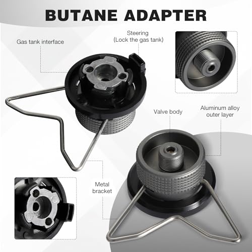 REDCAMP 3PCS Propane/Isobutane/Butane/Refill Adapters Set, Propane To Butane Adapter Conversion, Butane Fuel Canister Shifter, Great for Jetboil Fuel Canister, Backpacking Camping Stove Adapter