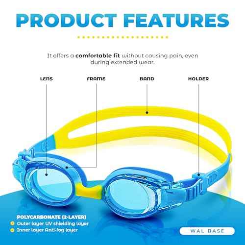 Kids Swimming Goggles, Soft Silicone Rubber, Leak-Proof Durable & Flexible,with Breathable Soft Case