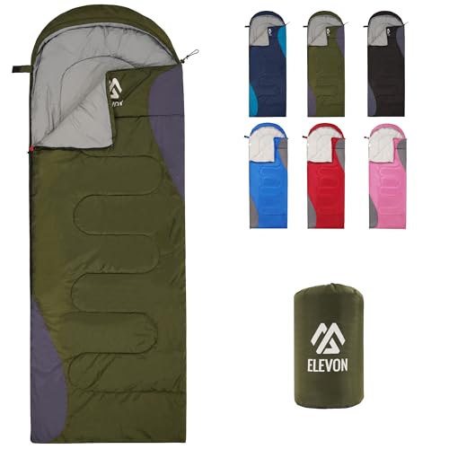 1-Person Lightweight Double Sleeping Bag with Pillows for Camping - Green