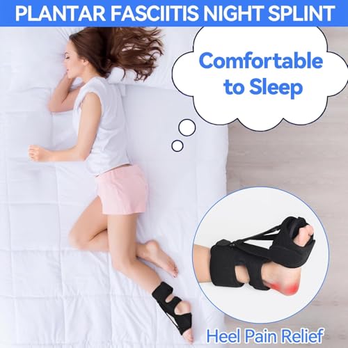 Plantar Fasciitis Night Splint for Women & Men - Universal Size 3 Adjustable Straps Achilles Tendonitis Brace, Heel Spur Pain Foot Splint, Plantar Fasciitis Relief for Sleeping, Black