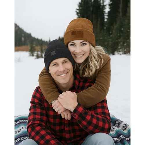 FURTALK American Flag Embroidered Beanie for Men Women Winter Hat Knitted Unisex Skull Cap