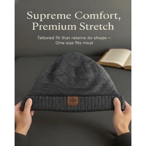 Slouchy Beanie for Men Women - Winter Beanie Hat,Warm Fleece Lined Knit Skull Cap for Cold Weather Outdoor