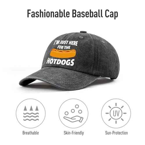 I'm JUST HERE for The Hotdogs Hats for Men Baseball Caps Trendy Washed Workout Hats Light Weight