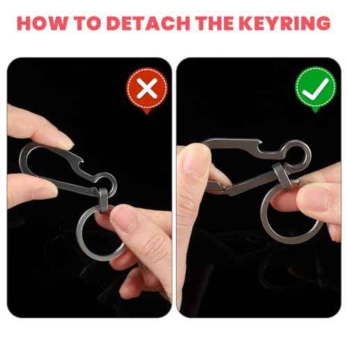 Sibba 2 Pcs Titanium Carabiner Keychain Clip Carabin Hook Small Heavy Duty Keychain Grips Multifunctional Backpack Clasps Anti Lost Quick Release Key Chain Organizer Accessory for Waist Pack