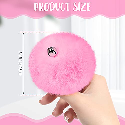 Pink 8 cm Roller Skate Pom Poms with Bells - Fuzzy Tie-On Skate Accessories for Women Girls