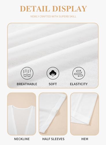 Eytino Plus Size Women's Short Sleeve Lightweight Summer Kimono Cover Up Top 2X White