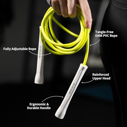 Hererope 6mm PVC Jump Rope for Fitness & Cardio - Blue/Lime Adjustable