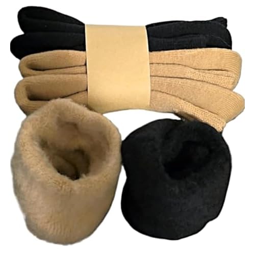 The House of Alpaca Thermal Wool 2 Pair Unisex Beige Black Neutral Colors Hiking Hunting Hockey Thick Warm Winter