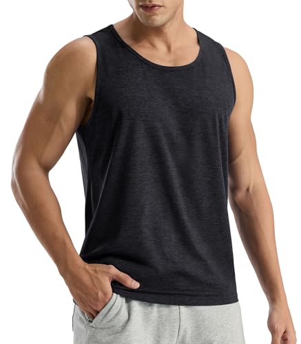 Men's Workout Tank Top Medium Heather Black - Soft, Moisture-Wicking Athletic Shirt