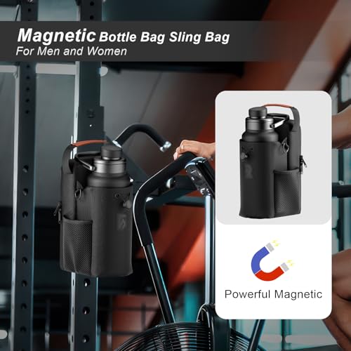 Magnetic Gym Bag Sling Bag for Men/Women,Magnet Water Bottle Gym Bag Company,Cross Body Water Bottle Holder Bags for Travel, Work and Sports,Gym Accessories
