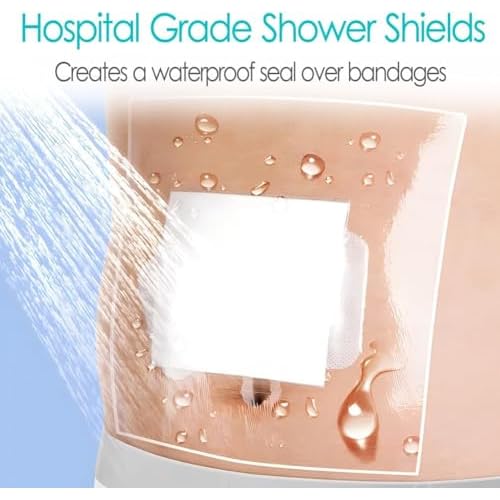 12"x15.7" Waterproof Shower Cover Incision Bandages for Large Wound with No Glue On The Center Adhesive Transparent Shower Protector Post Surgical Water Barrier Guard Pack of 7