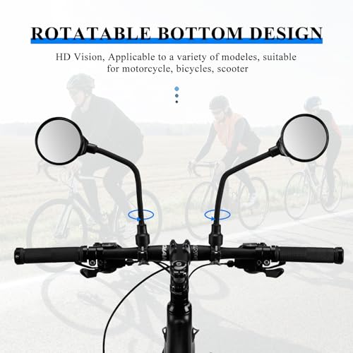 ROCKBROS Bike Mirror Handlebar Mount 360¡ÆRotatable Adjustable Bicycle Rear View Mirror HD Wide Angle Clear Acrylic Convex Safe Bike Mirror for Mountain Road Bike Electric Motorcycle