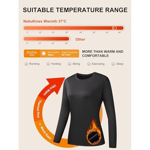 5 Pack Long Sleeve Thermal Shirts for Women Ultra Soft Fleece-Lined Crew Neck Workout Baselayer Tops