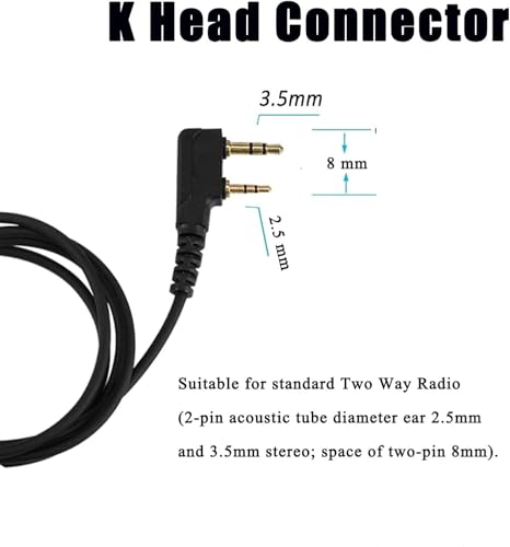 SAMCOM Clear Tube Earpiece for Two-Way Radios - Walkie Talkie Headset with Microphone
