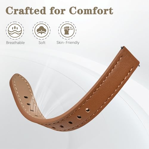 Farluya 14mm Leather Watch Band for Garmin Lily 2 Active Women Men - Brown