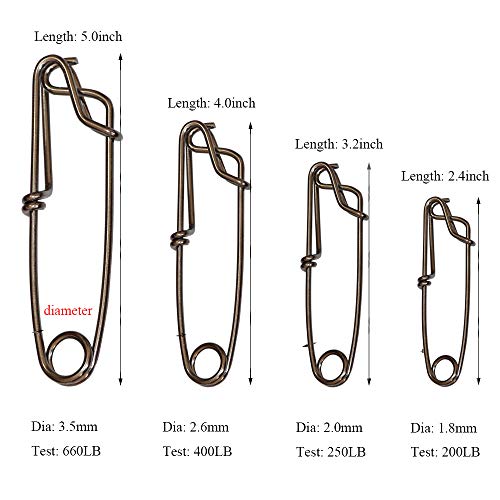 2.0mmx3.2inch Stainless Steel Longline Fishing Snap Clips 5pcs - Tuna & Sharking