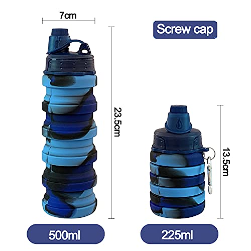 Colorful Collapsible Water Bottles 3 Pack 500ML BPA Free Silicone