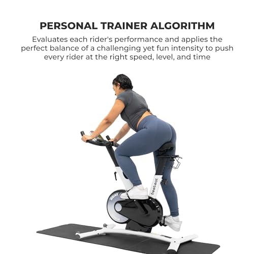 Freebeat Boom Basic Smart Indoor Cycling Bike, Swiss Design Space-Saving Exercise Bike for Home, Auto Resistance, Stationary Bike with Screen, Bluetooth, Gamified Rides with Expert Instructors (Arctic White)