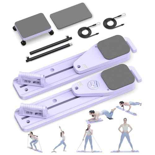 Pilates Board, 12 in 1 Mini Plilates Reformer Set, Multifuncional Portable Pilates Reformers Board for Home Workout, Free Combination 100+ Exercise Mode