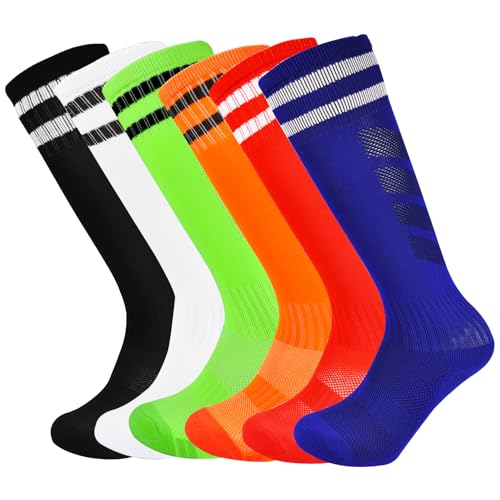 Toddler Boys Soccer Socks 5-7 Years 6 Pack Knee High Athletic Football Socks