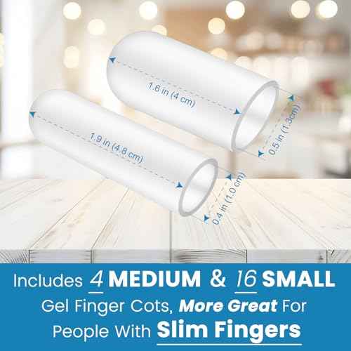 20Pcs Gel Finger Cots, Small Silicone Finger Protectors Sleeves, Fingertip Cover Caps to Heal Cracked, Eczema, Peeling, Hangnails, Corn, Calluses