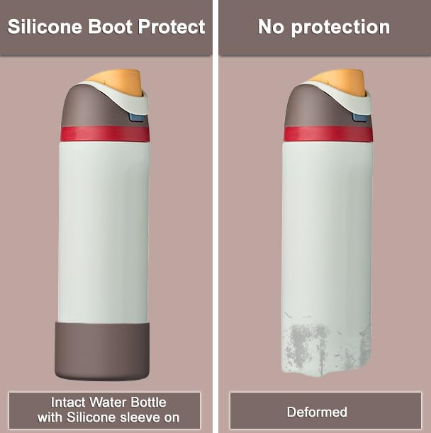 Affute Silicone Boot for Owala Water Bottle 24 oz, Anti-Slip Protective Sleeve for FreeSip/Twist/Flip Water Bottles, BPA Free, Bottom Bumper Cover Protects Water Bottles from Scratches (Brown)