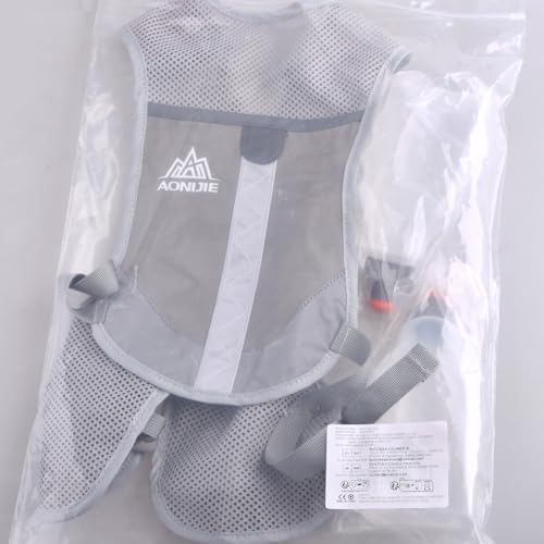 Azarxis Running Vest 2.5L Hydration Backpack Pack Runner Rucksack Lightweight for Women Men Outdoor Cycling Trail Race Marathon Hiking Climbing (Grey with 2 x 250ml Water Bottle)