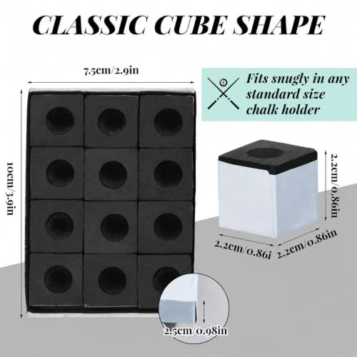 Black Pool Cue Chalk Cubes - 72 Pieces for Billiard & Pool Practice