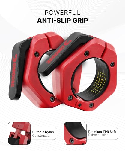 DMoose Fitness Magnetic Barbell Clips 2 Inch Red - Quick Release Weight Collars