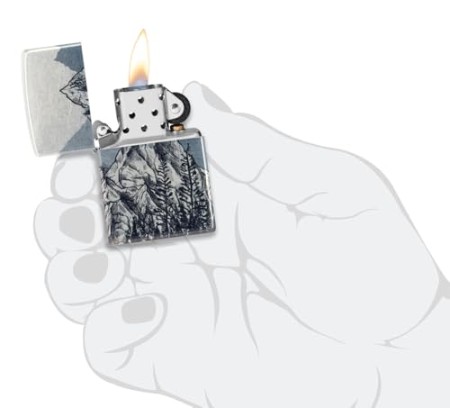 Zippo Outdoor Windproof Lighter - Chrome Mountain Sketch Variation