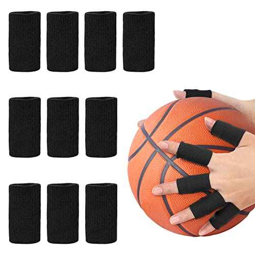 Finger Wraps, Finger Protector, 10Pcs Stretchy Flexible Fingers Sleeve Support Finger Protector Sports Aid Arthritis Band Wraps for Arthritis, Finger or Basketball Baseball(Black)