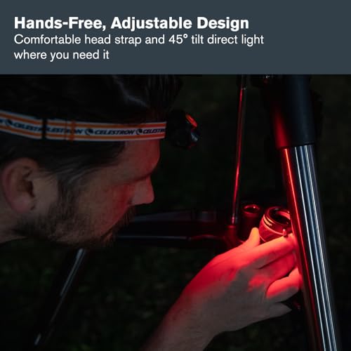 Red LED Headlamp for Astronomy Camping Night Vision - Hands-Free, Adjustable, 100H Battery