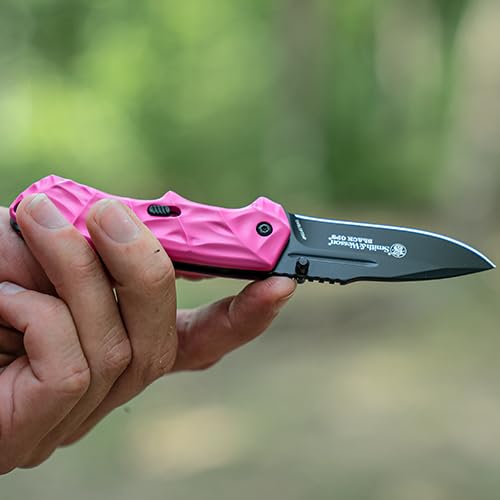Pink Drop Point Tactical Folding Knife with Assisted Opening and Aluminum Handle