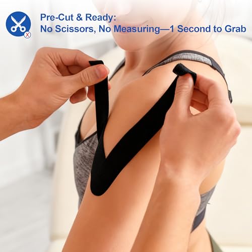 Latex-Free Kinesiology Tape Precut 140 Strips for Muscle Support, Waterproof