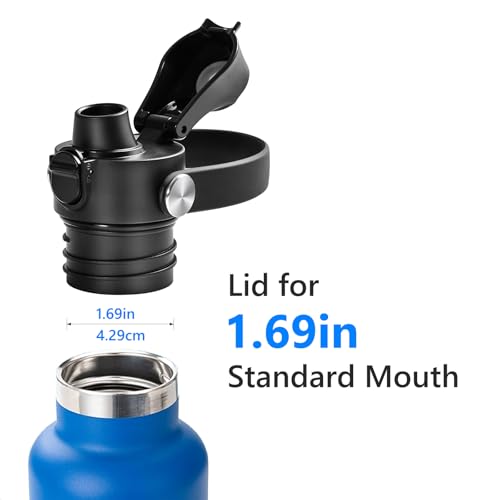 XACIOA Flip Lid for Hydroflask Standard Mouth, Replacement for Hydro Flask Lid, Spout Cap for Narrow Mouth Water Bottle for Simple Modern Iron Flask Accessories, BPA Free, Black - Black