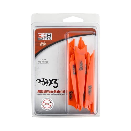 Bohning X3 Vane, 3", Neon Red, 36pk