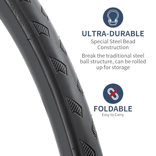 YunSCM 700C Bike Tires 28x1.5/1.8 Urban Road Commuter Tire 2-Pack Black